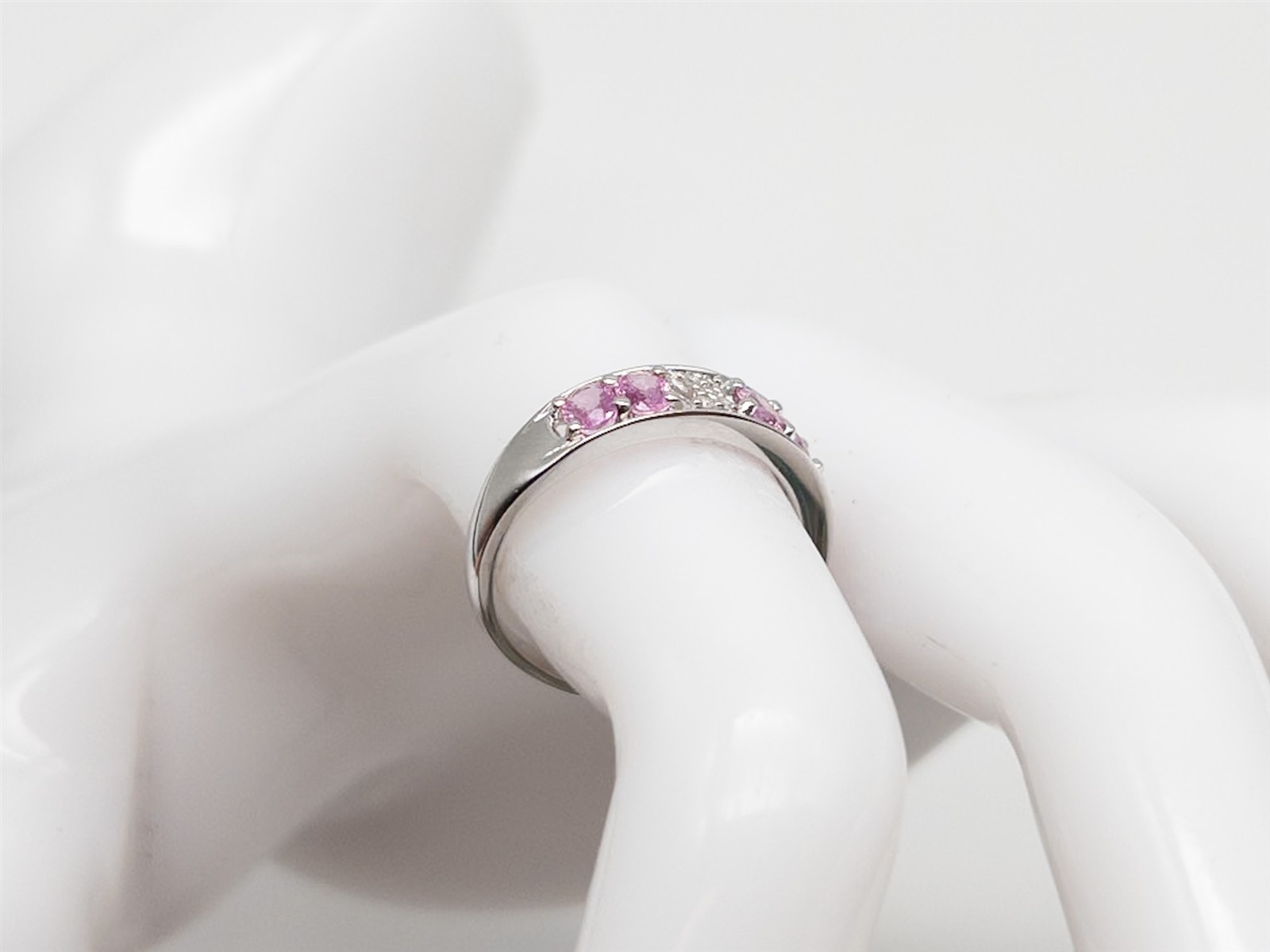 Designer $2400 3ct Natural Pink Sapphire Diamond 14k White Gold 5mm Band Ring 3g