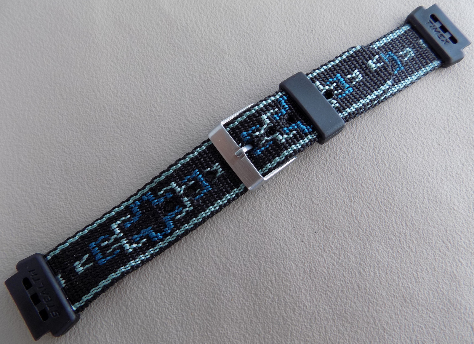 Timex Stealth Indiglo Black Nylon Water Resistant Sport 17mm Regular Watch Band