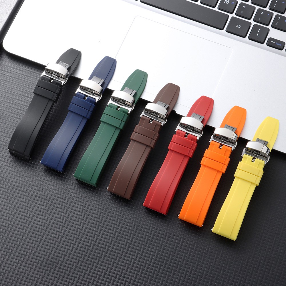 Waterproof Silicone Watch Strap 20mm 22mm 24mm Wrist Band Yellow Rubber Bracelet