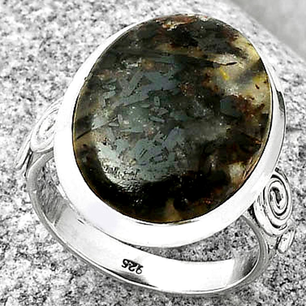 Natural Astrophyllite 925 Sterling Silver Ring s.8.5 Jewelry R-1062