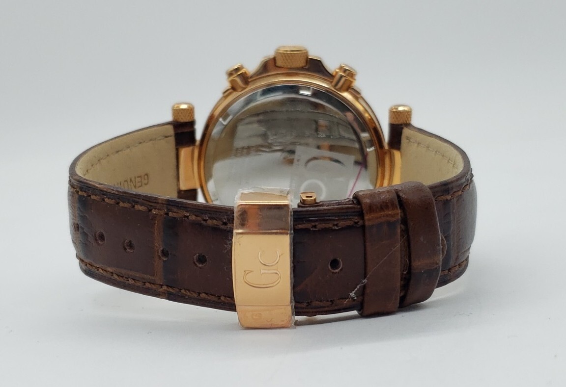GC unisex MEN’S chronograph pink gold tone BROWN LEATHER WATCH women’s X58004G1S