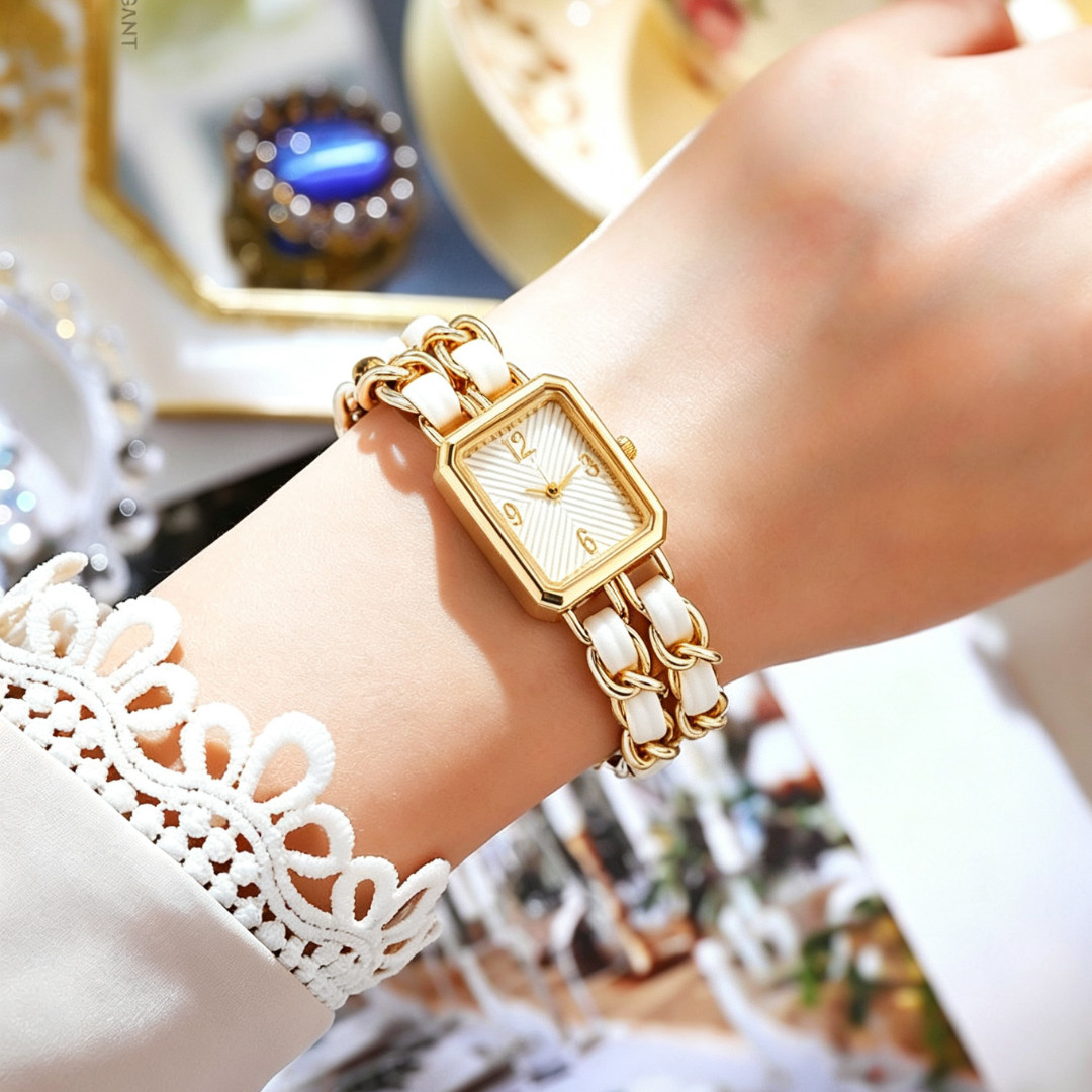 Women Vintage Square Quartz Watch Leather Chain Strap Dress Wrist Watch Fashion