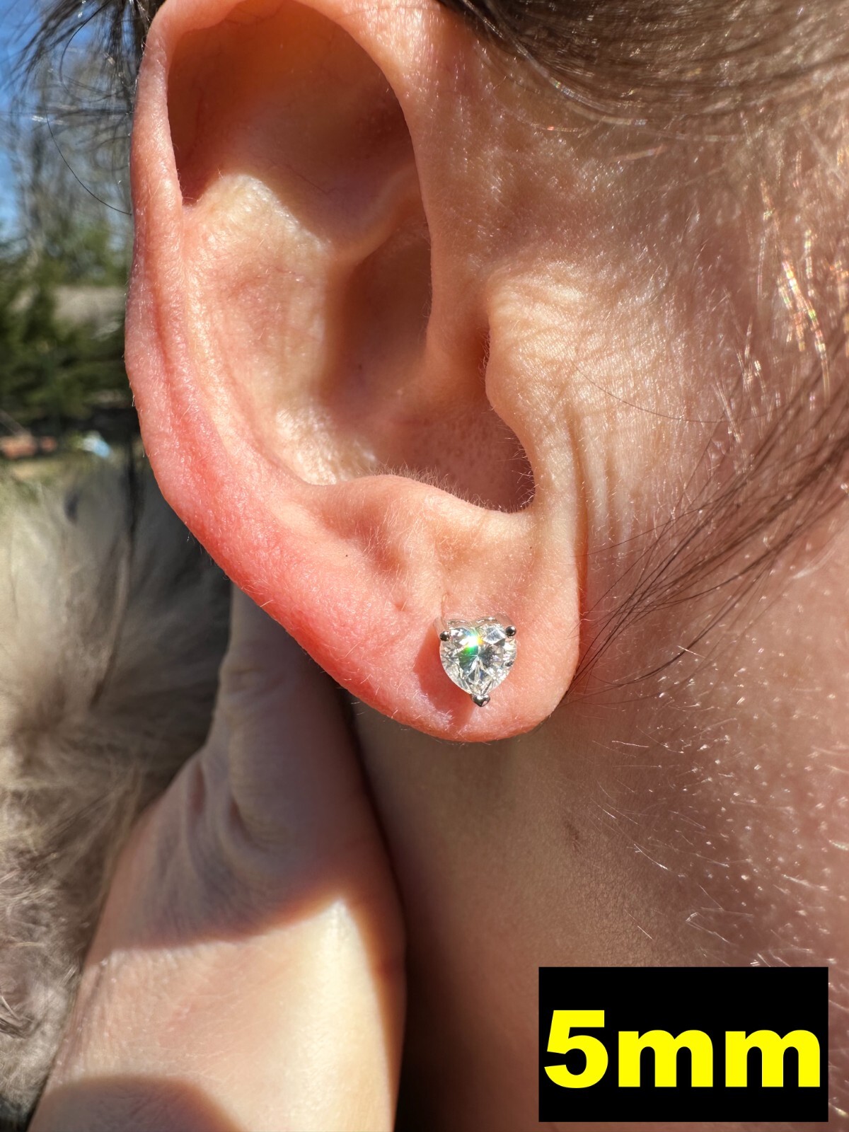 Real Moissanite Solitaire Stud Earrings Heart Shaped Fancy Cut 925 Silver 3-7mm