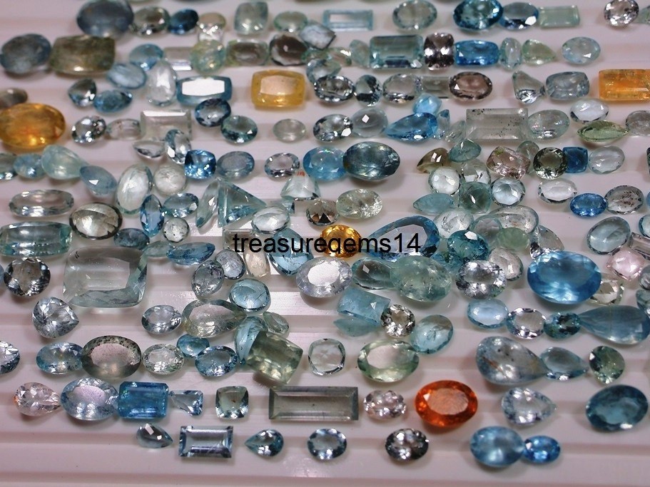 10 Carat Wholesale Lot Natural Santa Maria Aquamarine Faceted Cut Stone Gemstone