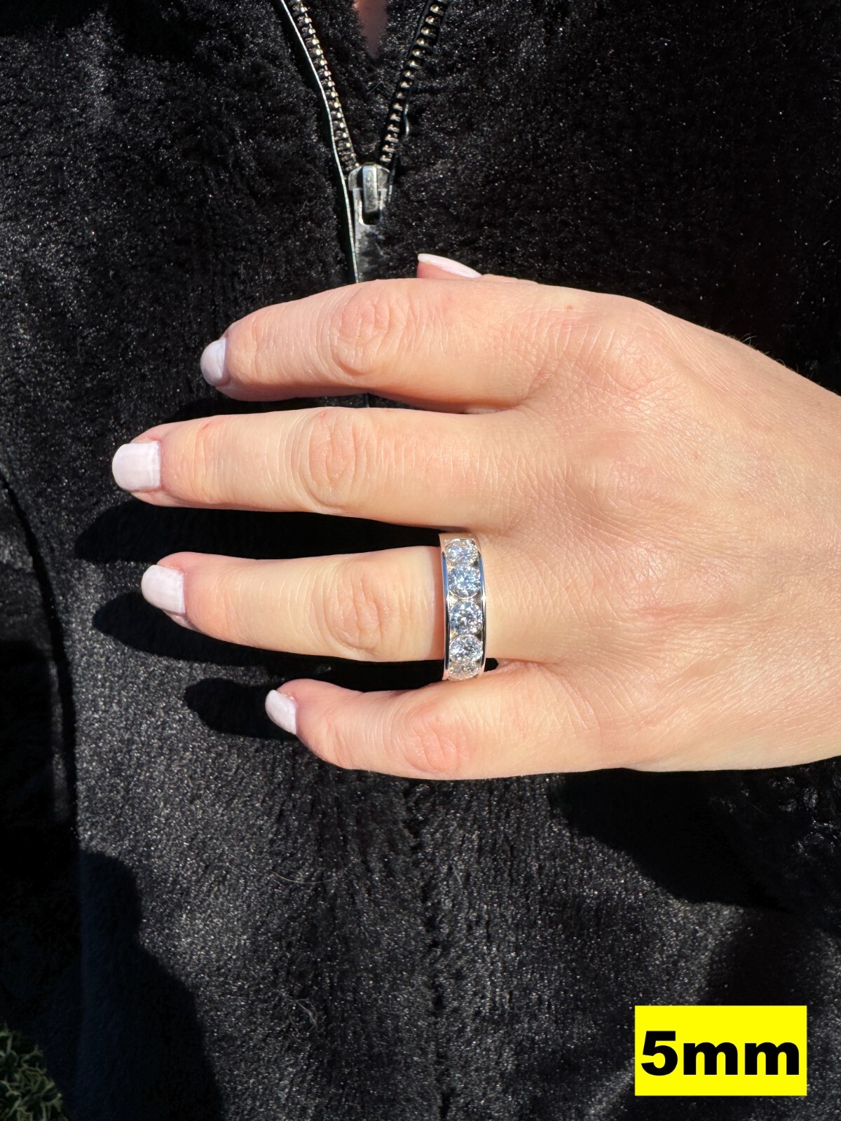 Real Moissanite Half Eternity Band Channel Set Wedding Ring 925 Silver 1.5mm-5mm