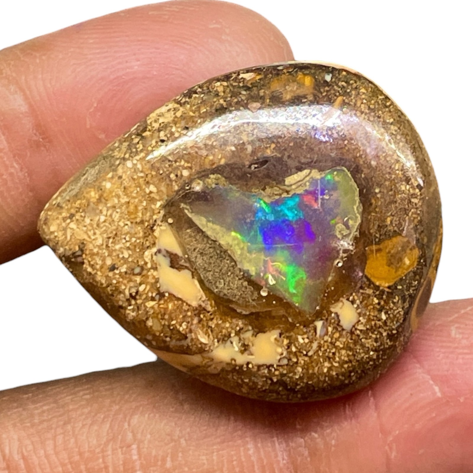 54.50 Cts Natural Boulder Opal 36x25mm Oval Cabochon Loose Untreated Gemstone