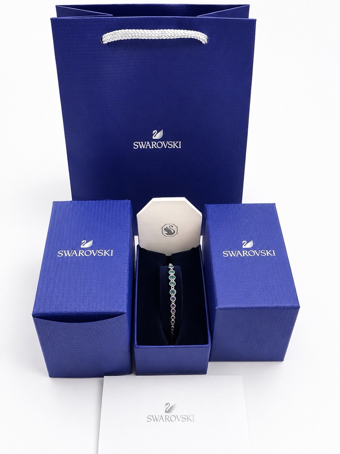 Swarovski Imber Emily bracelet Mixed round cuts, Blue, Rhodium plated 5663394