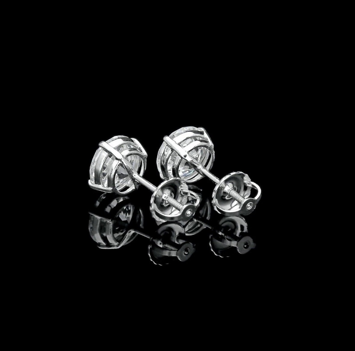6 CT ROUND CUT VVS1/D LAB CREATED EARRINGS 14K WHITE GOLD SCREW-BACK 9MM GIFT