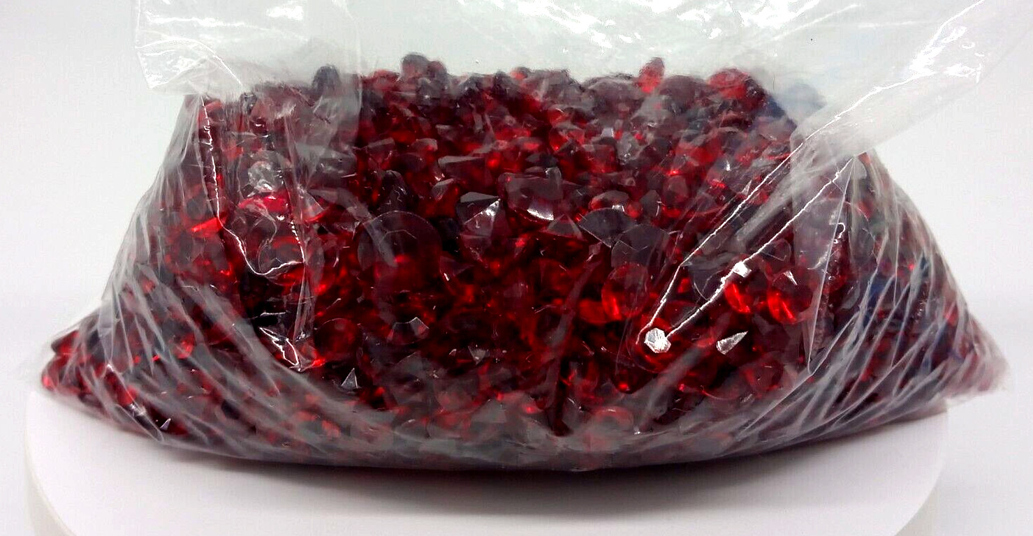 Red Rhinestone Chaton Lot About 2000 Faceted Pointed Back Acrylic 3 Sizes Crafts
