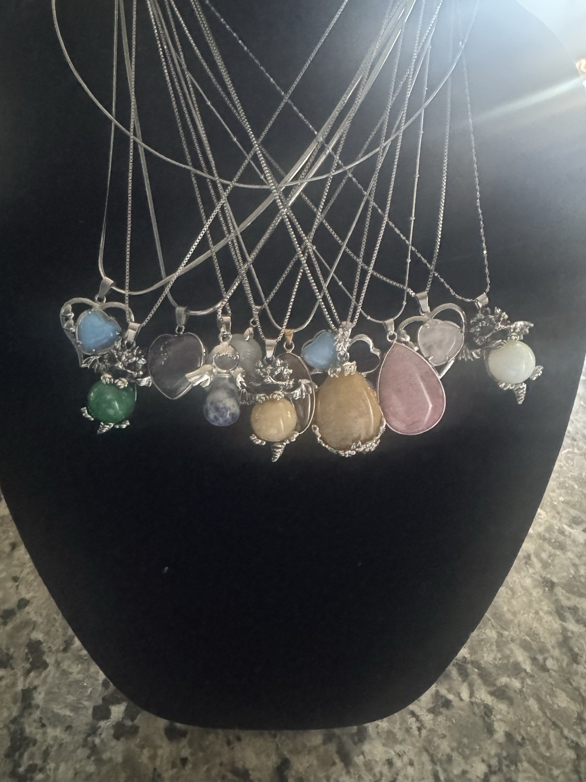 Mixed Lot Fashion Gemstone Pendant Necklaces Multicolor Stone Unisex Adults