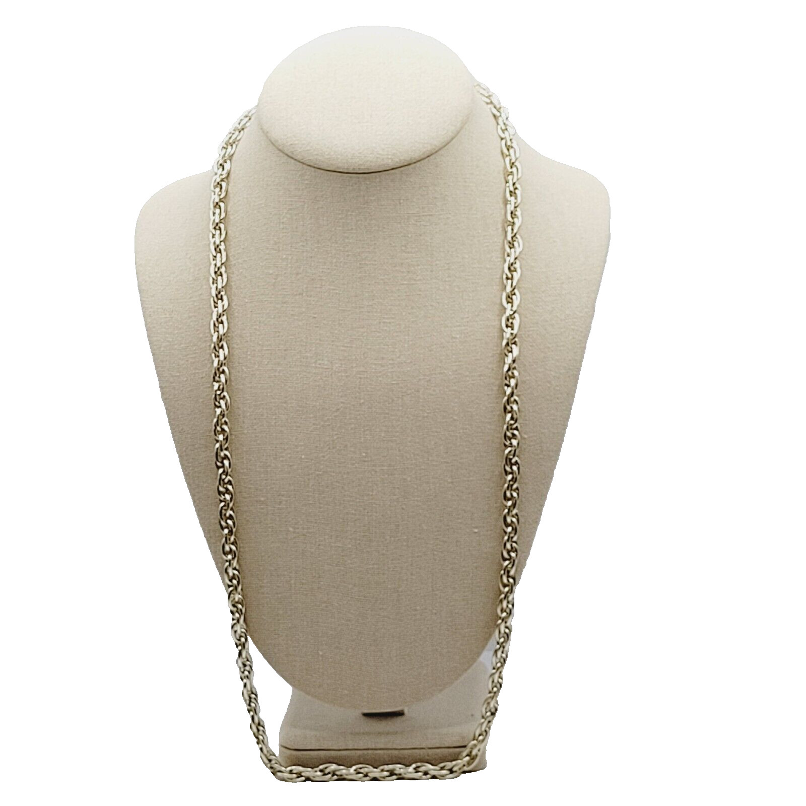 Multi Link Twist Rope Style Chain Very Light Gold Tone Vintage Necklace 30 Inch