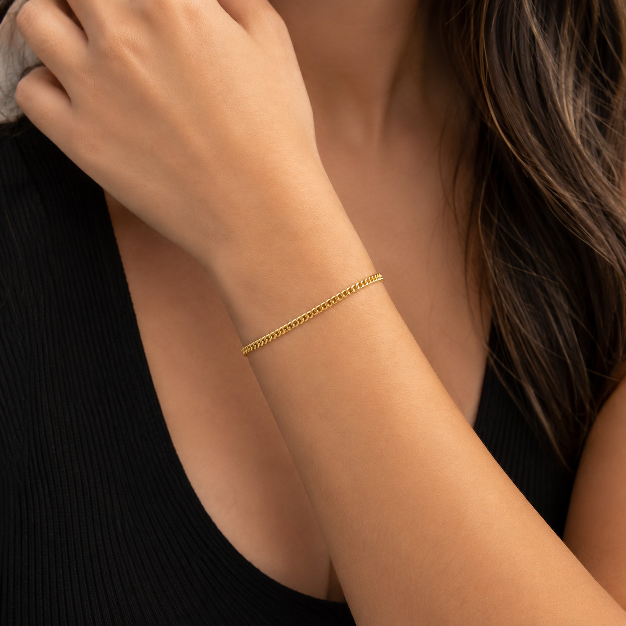 Real 10K Yellow Gold Cuban Link Bracelet 2MM Chain Men Women 7 8 Inch