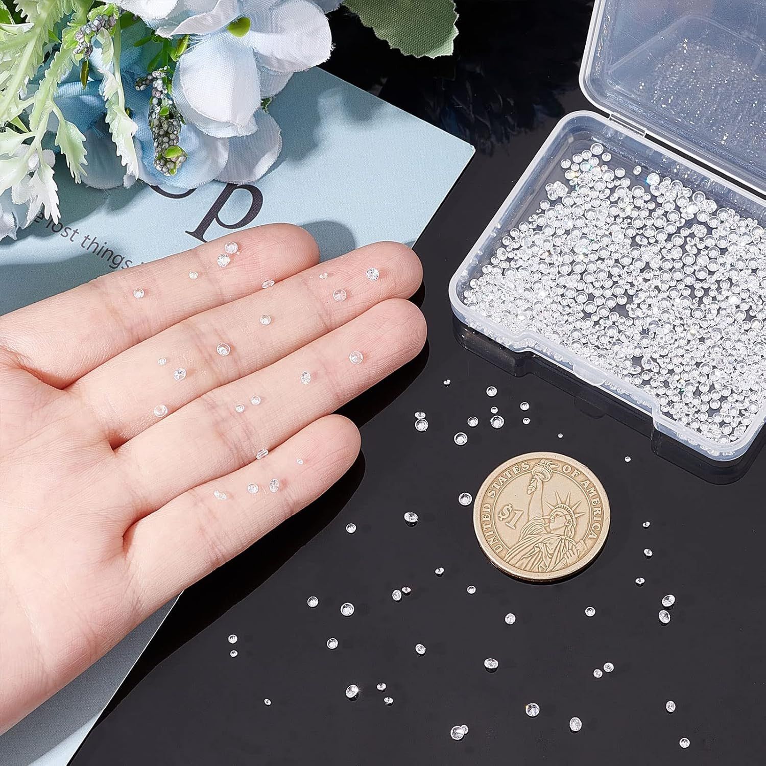 Clear Cubic Zirconia Stone, 2400Pcs 8 Sizes 0.8-2.5Mm Small Loose CZ Diamond Sto