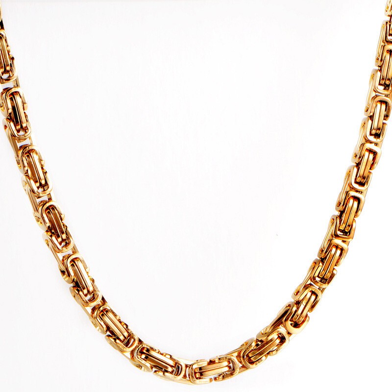 4/5/8mm Stainless Steel Byzantine Link Chain Necklace Men Gold Silver Black