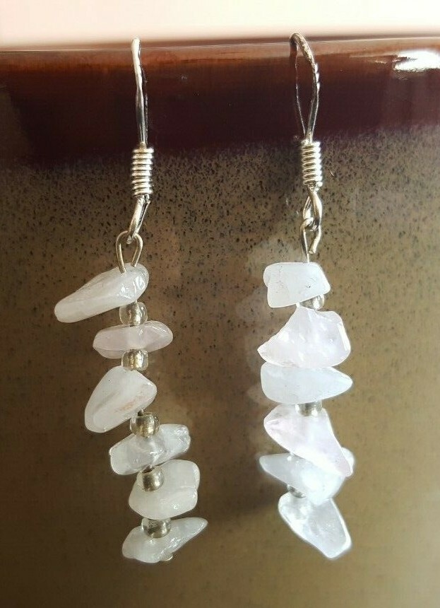 Handmade in USA Pink Quartz Chip Earrings, Gift for her-FREE SHIPPING in USA