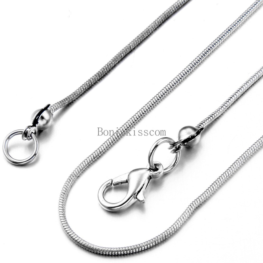 Stainless Steel 1.0mm Thin Round Snake Chain Snake Link Necklace 17 Inch Long