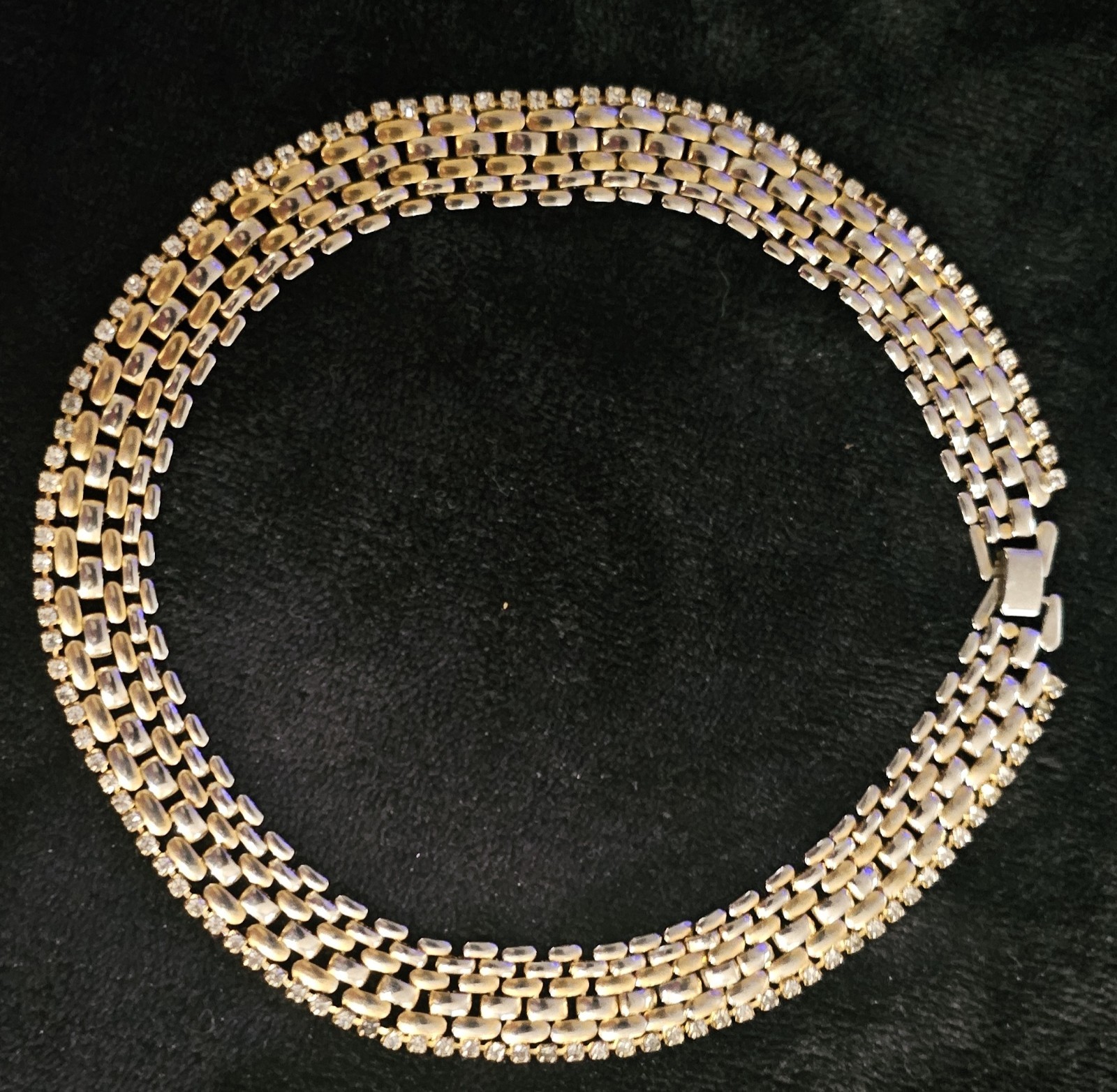 KJL Vintage Gold tone and rhinestone “Watchstrap” Necklace.