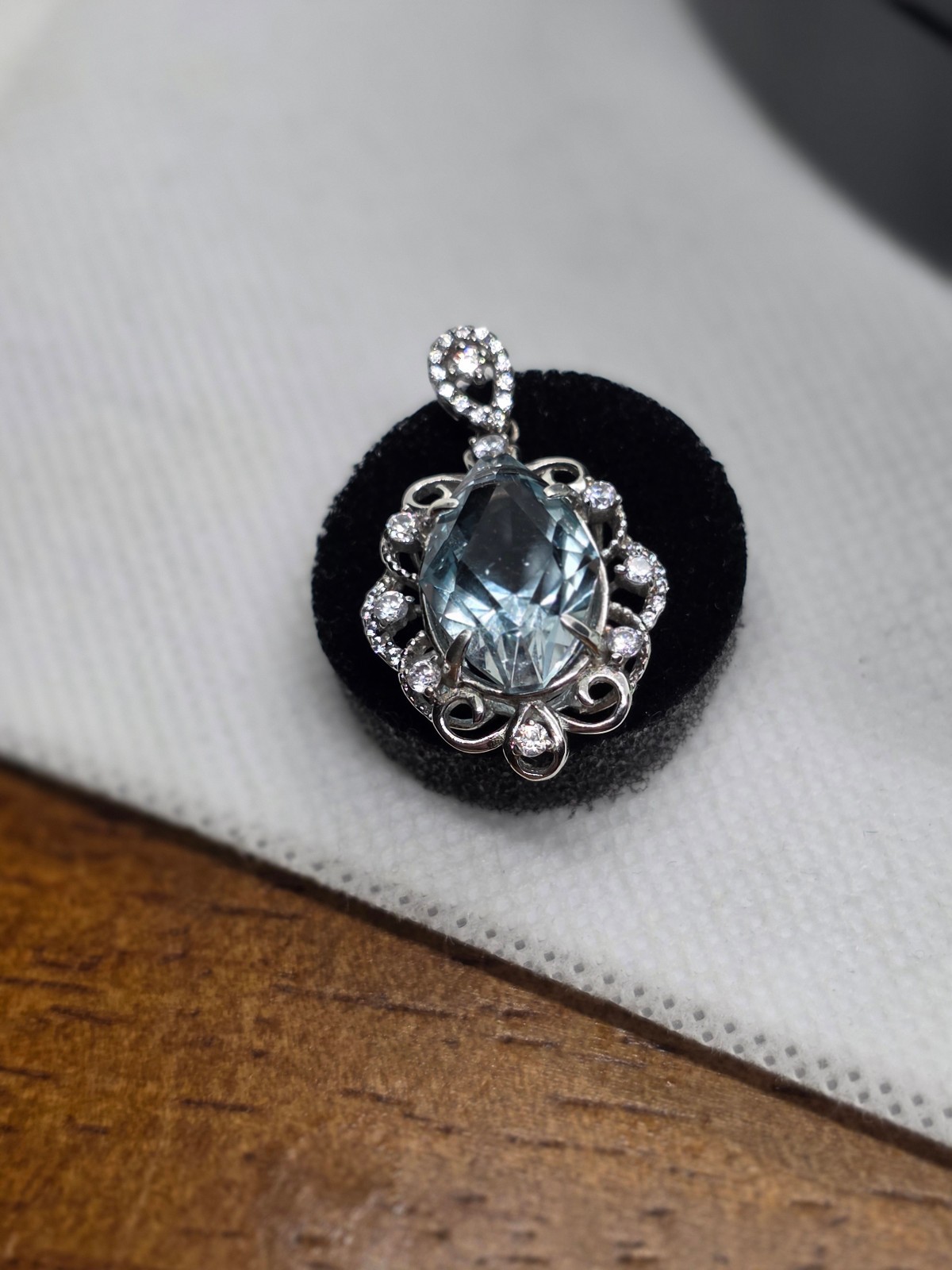 Blue Topaz 9.45 ct , Not a LAB Creation , Pendant is 92.5 sterling silver