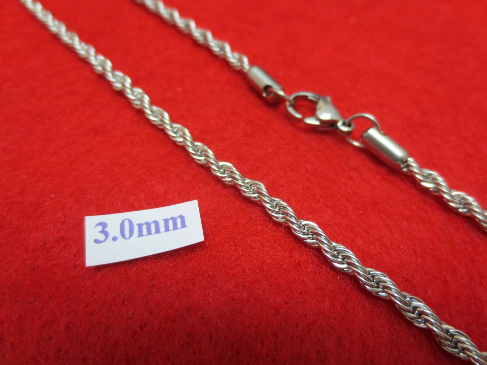 QUICK SHIP 18″-30″ 3 MM STAINLESS STEEL ROPE CHAIN SILVER NECKLACE- USA SELLER