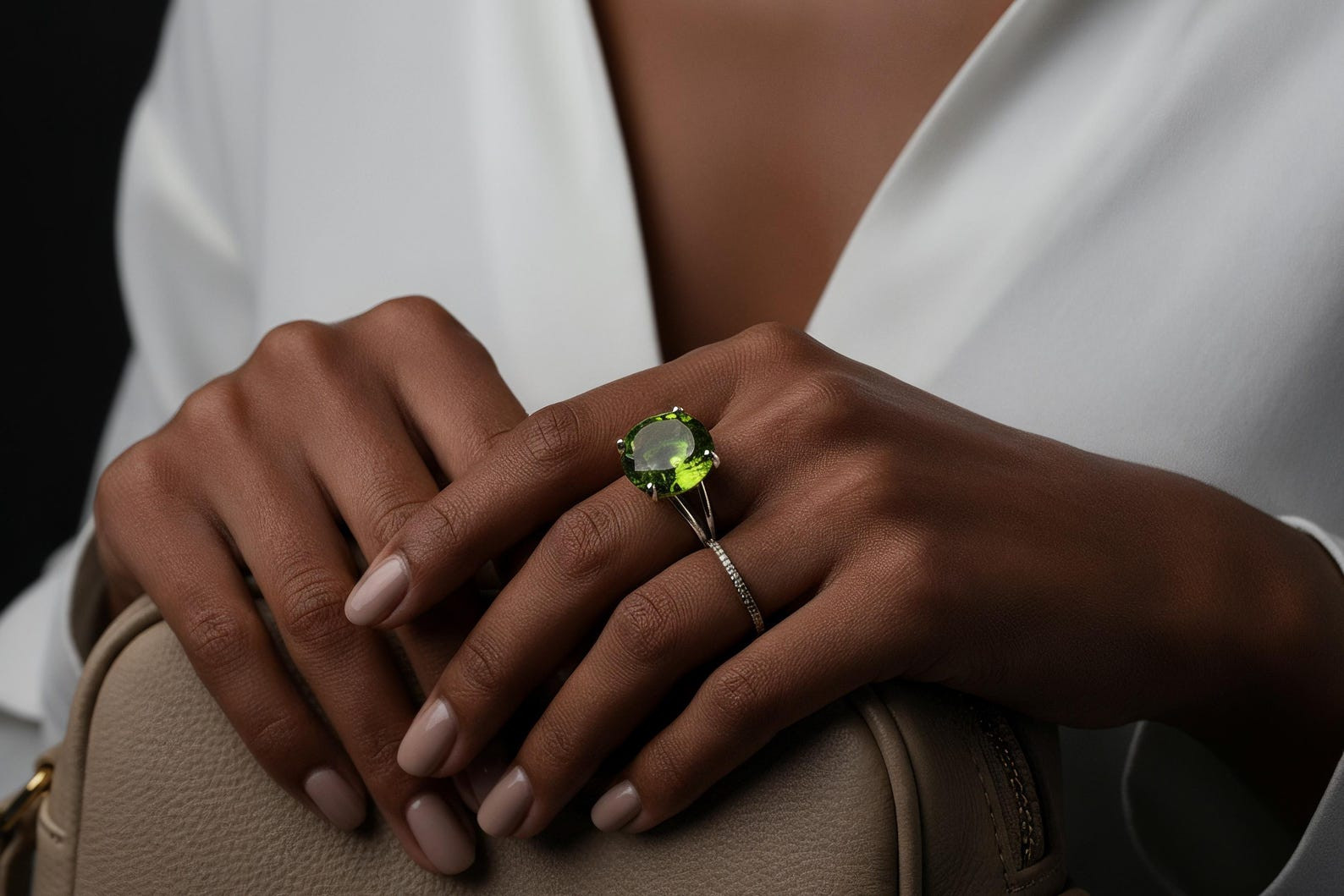 Natural Certified Green Peridot Ring 925 Sterling Silver 9 Ct Round Gemstone