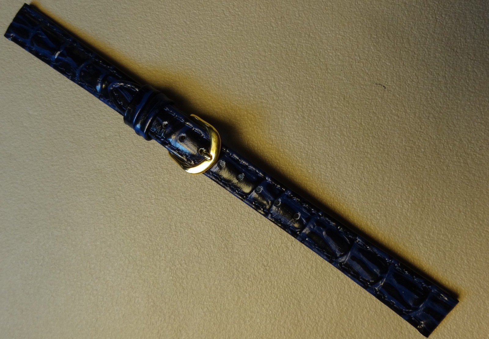 12mm Regular Womens Genuine Leather Dark Blue Crocodile Grain Watch Band