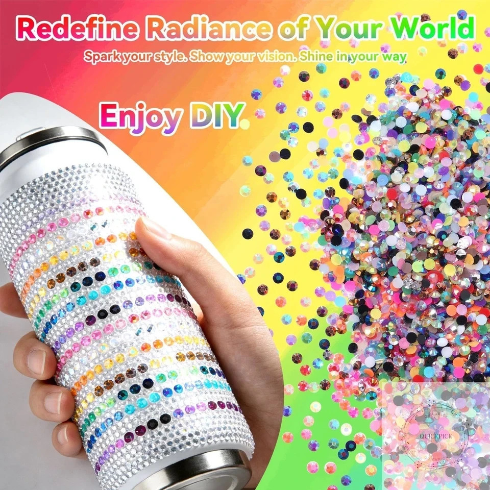 32000Pcs Rhinestones Bedazzling Kit with Tools, 3mm Color Resin Rhinestones for