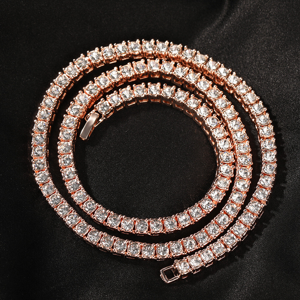 16″-24″ Mens Full Zircon TopBling Tennis Chain Gold Necklaces Hip Hop Jewelry