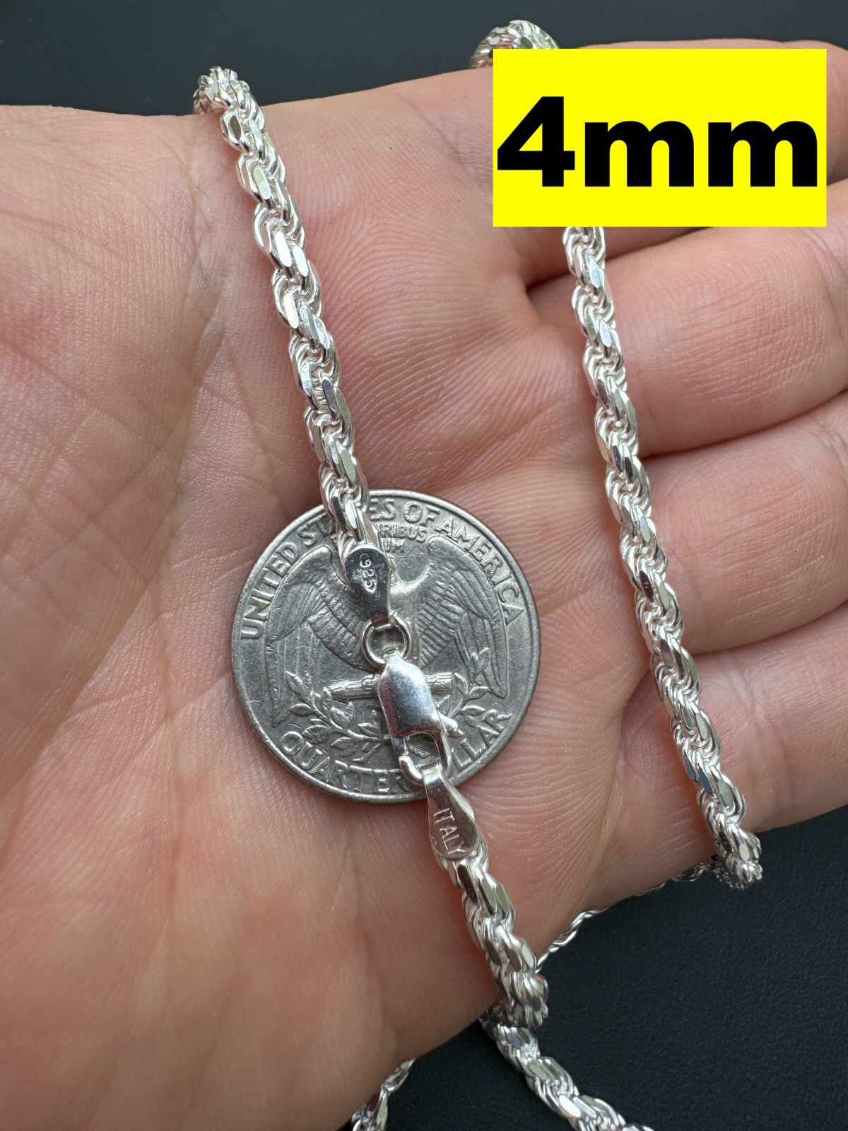 Cadena Rope Plata Esterlina 925 Real Hombre Mujer 1.5-5mm Italia 16-30″