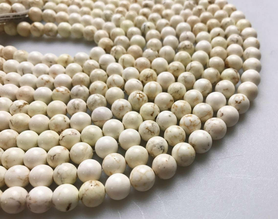 White Turquoise Smooth Round Beads 2mm 3mm 4mm 6mm 8mm 10mm 12mm 15.5″ Strand