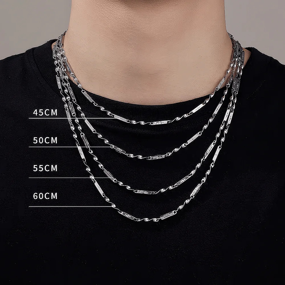 Hip Hop Knotted Titanium Steel Necklace For Man Woman Non Fading Clavicle Sweate