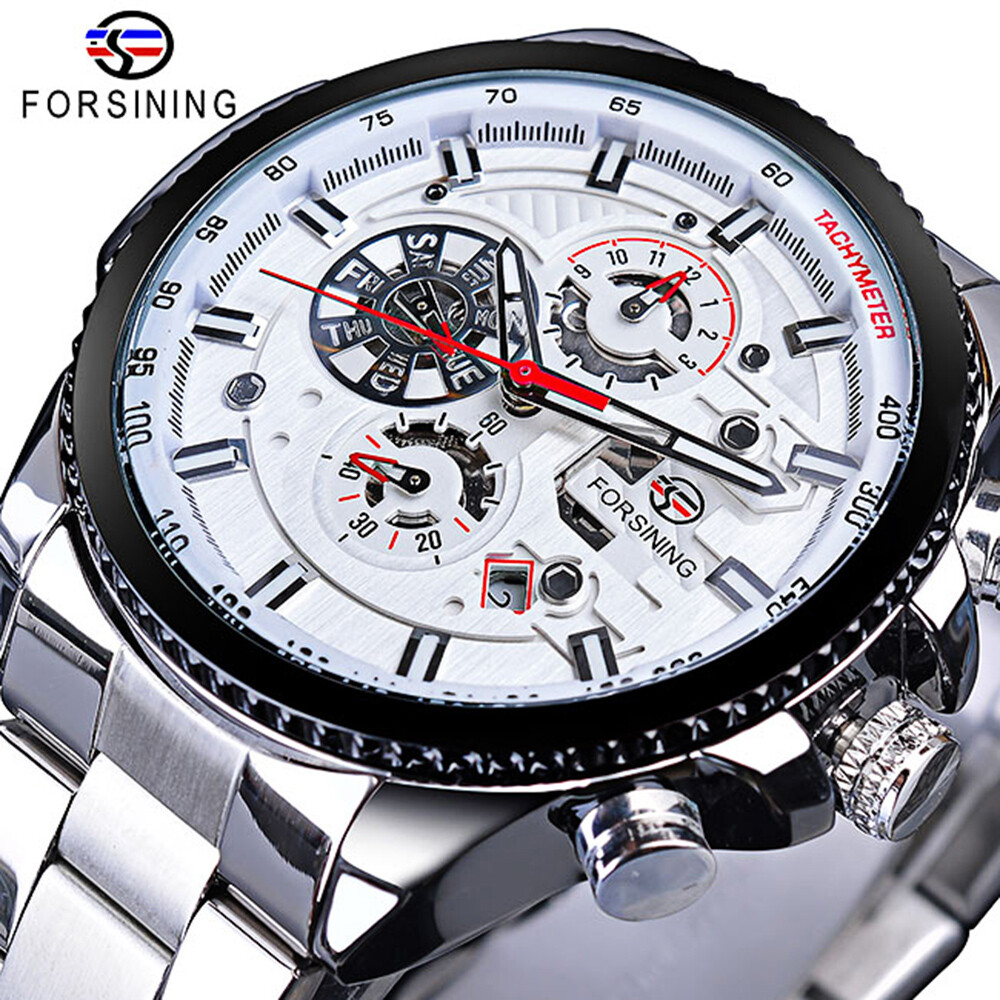 FORSINING Luxury Men Steel Waterproof Automatic Self-Wind Mechanical Wrist Watch