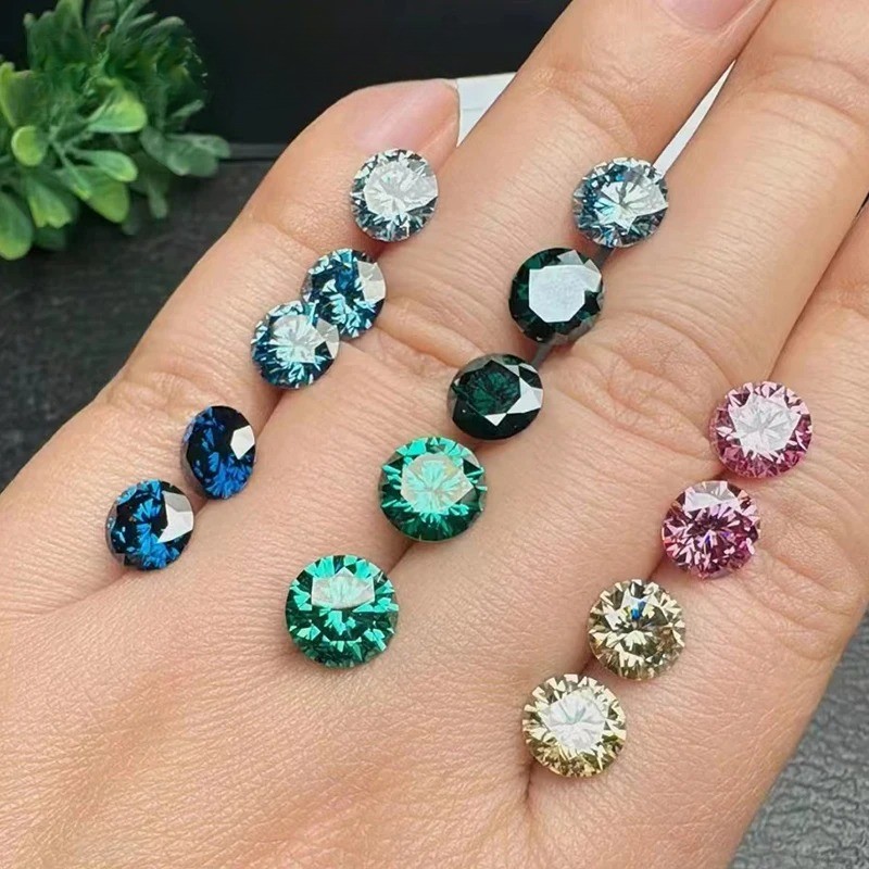 GRA VVS1 Multicolor 0.1-5ct Round Cut Moissanite Stone Wholesale for Jewelry