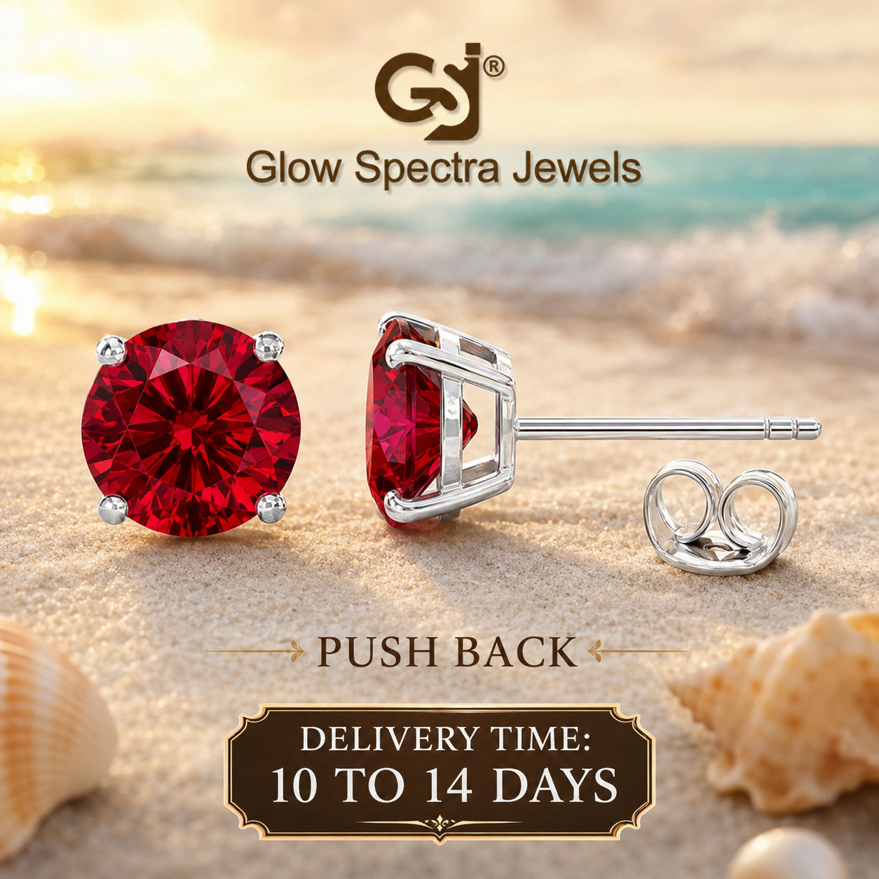 2.00CT Solitaire Red Ruby Diamond Stud Erring 925 Silver 14k White Gold Plated