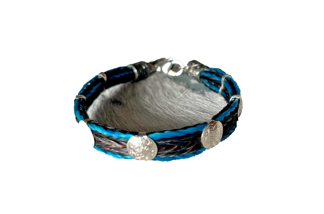 Western Womans Bracelet 7 3/4 x 3/8 in Horsehair Silver Concho Lobster Multicolo
