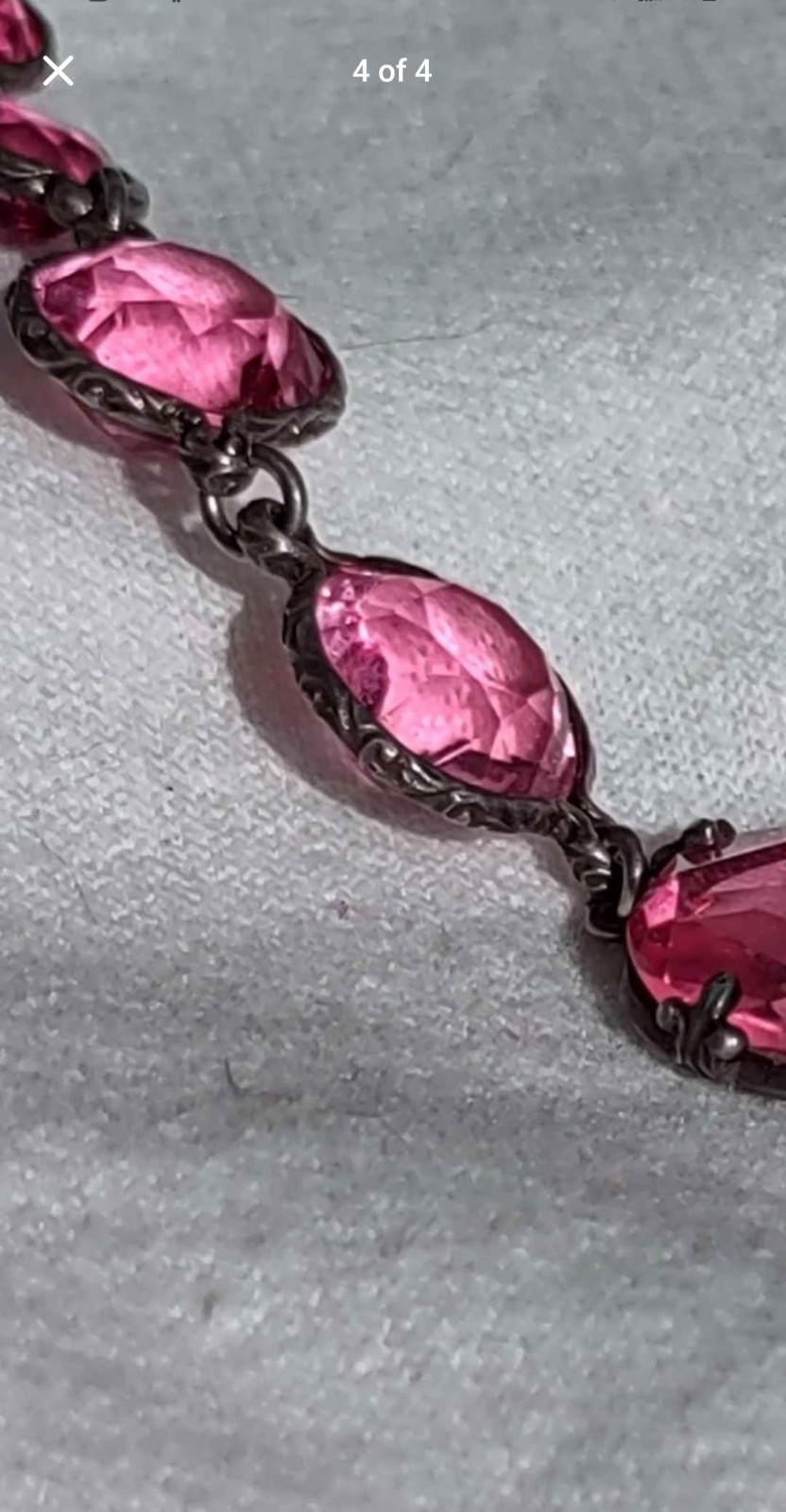 Antique Silver Late Victorian Glass Crystal Paste Riviere Necklace 1860’s-1890’s