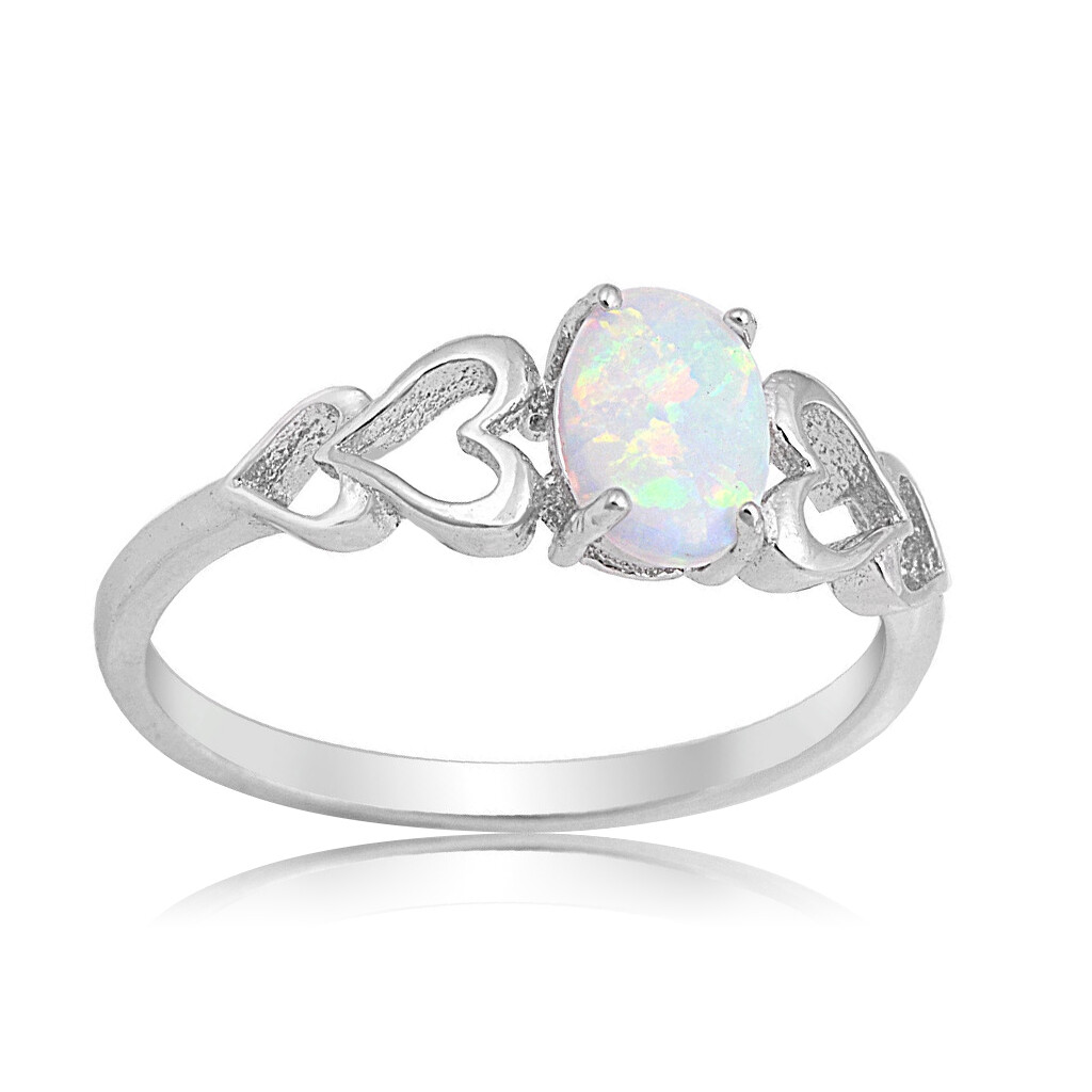 925 Silver Fashion Jewelry Opal CZ Women Wedding Engagement Party Ring Size 6-10