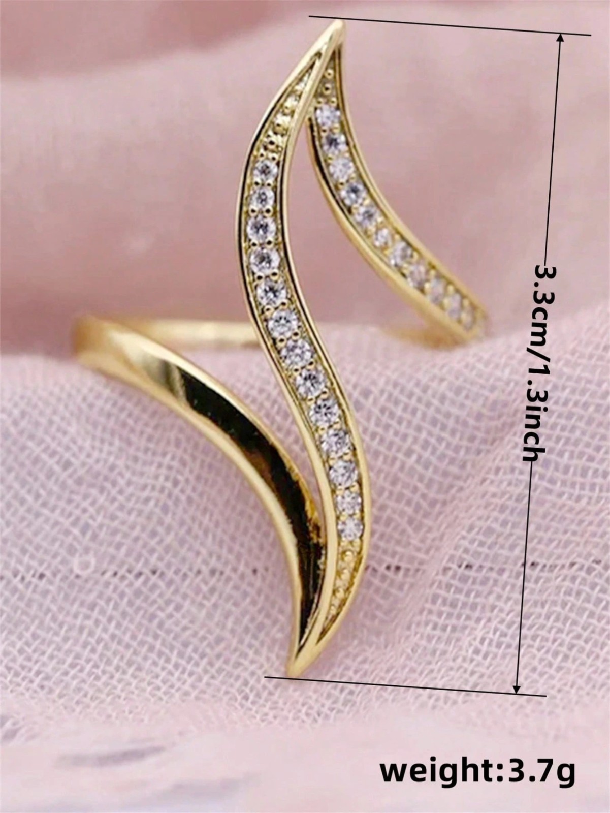 Elegant Cubic Zirconia Ring Curve Twist Women’s Party Engagement Ring Gift Her