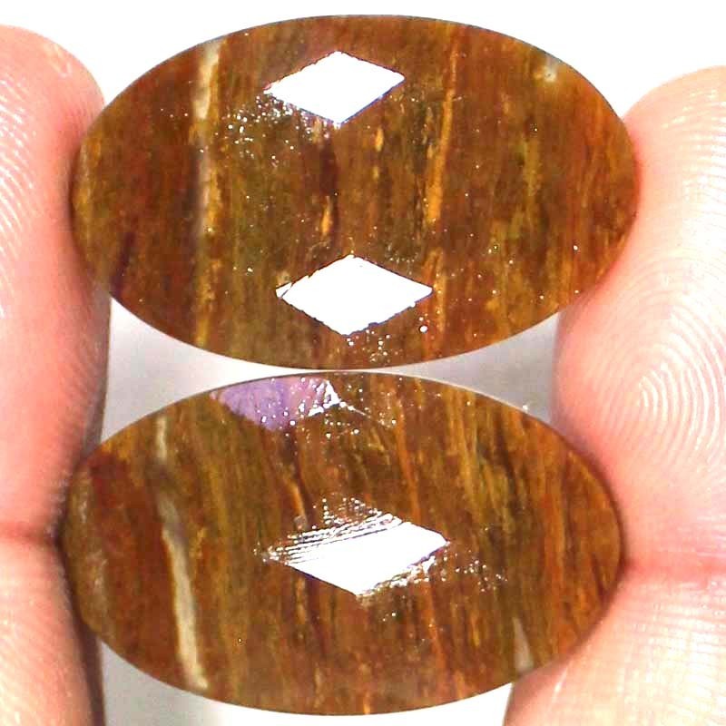 41.80 Cts Natural Picture Jasper Pair Cut Oval Cabochon Loose Gemstone 18x28x4mm