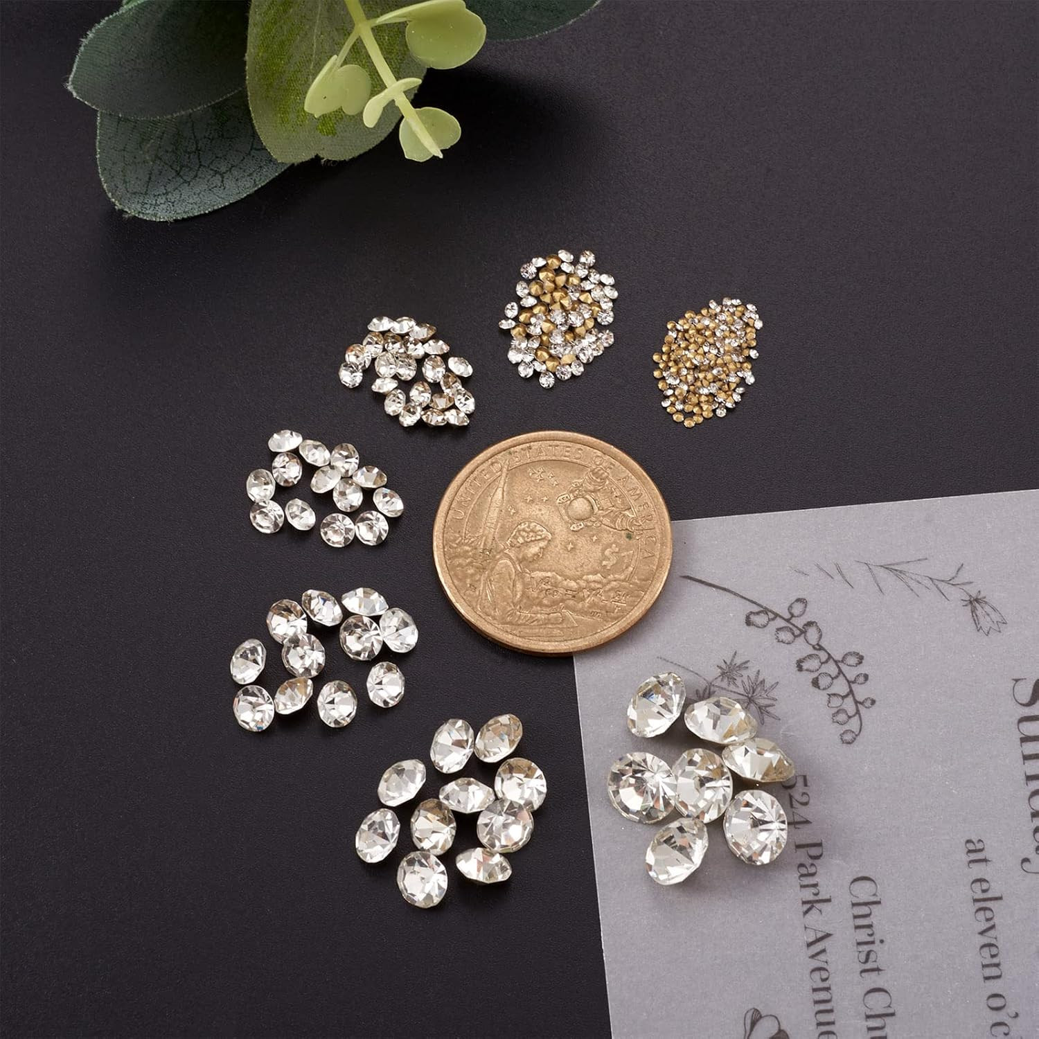 2600Pcs Faceted Glass Rhinestone 7 Sizes Pointed Back Crystal Diamante Gems Face