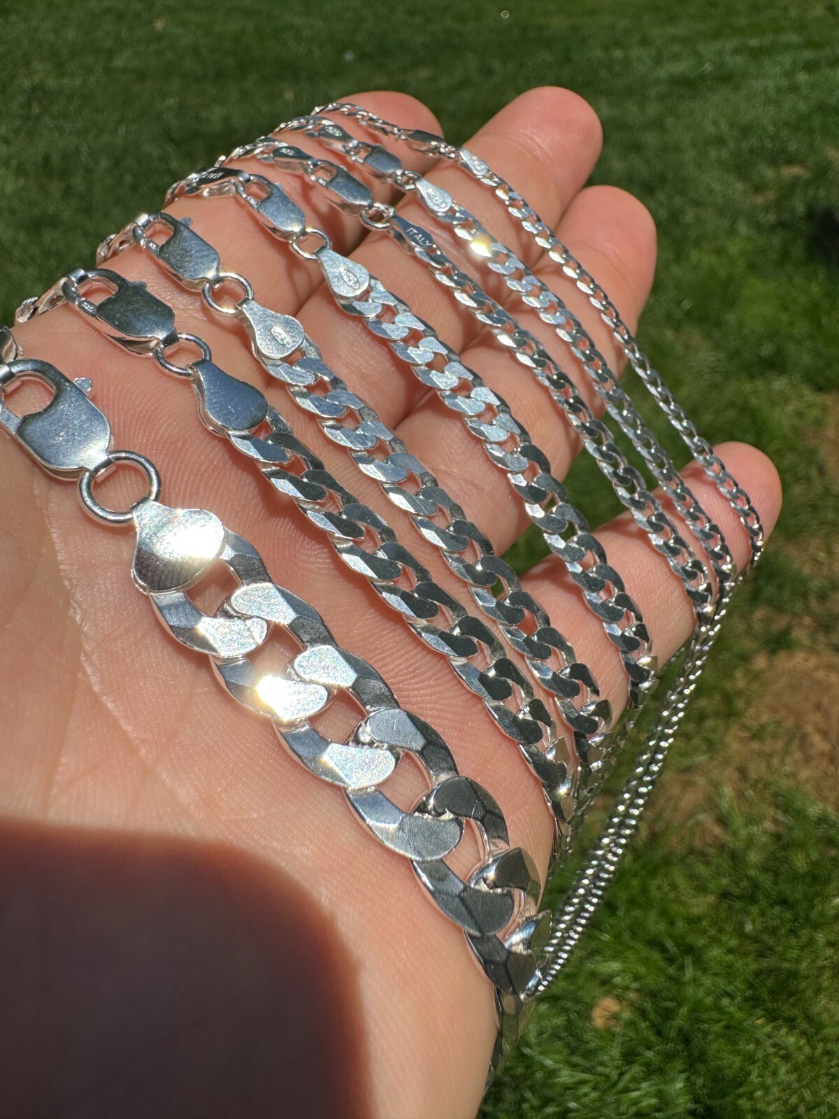 REAL Solid 925 Silver Flat Miami Curb Cuban Link Chain Necklace 3-11mm 16-30″