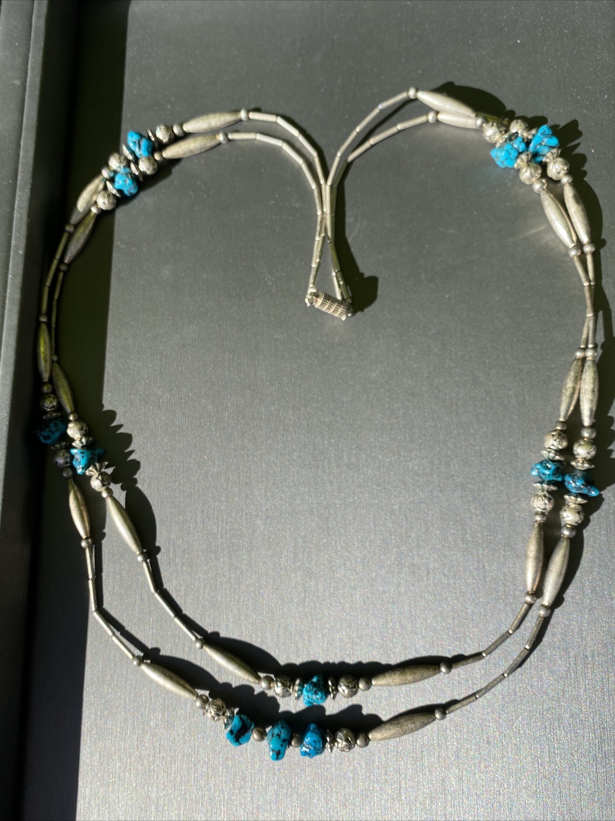 Vintage Necklace Southwest Liquid Silver Turquoise Estate Fine Jewelry Pre-Owned