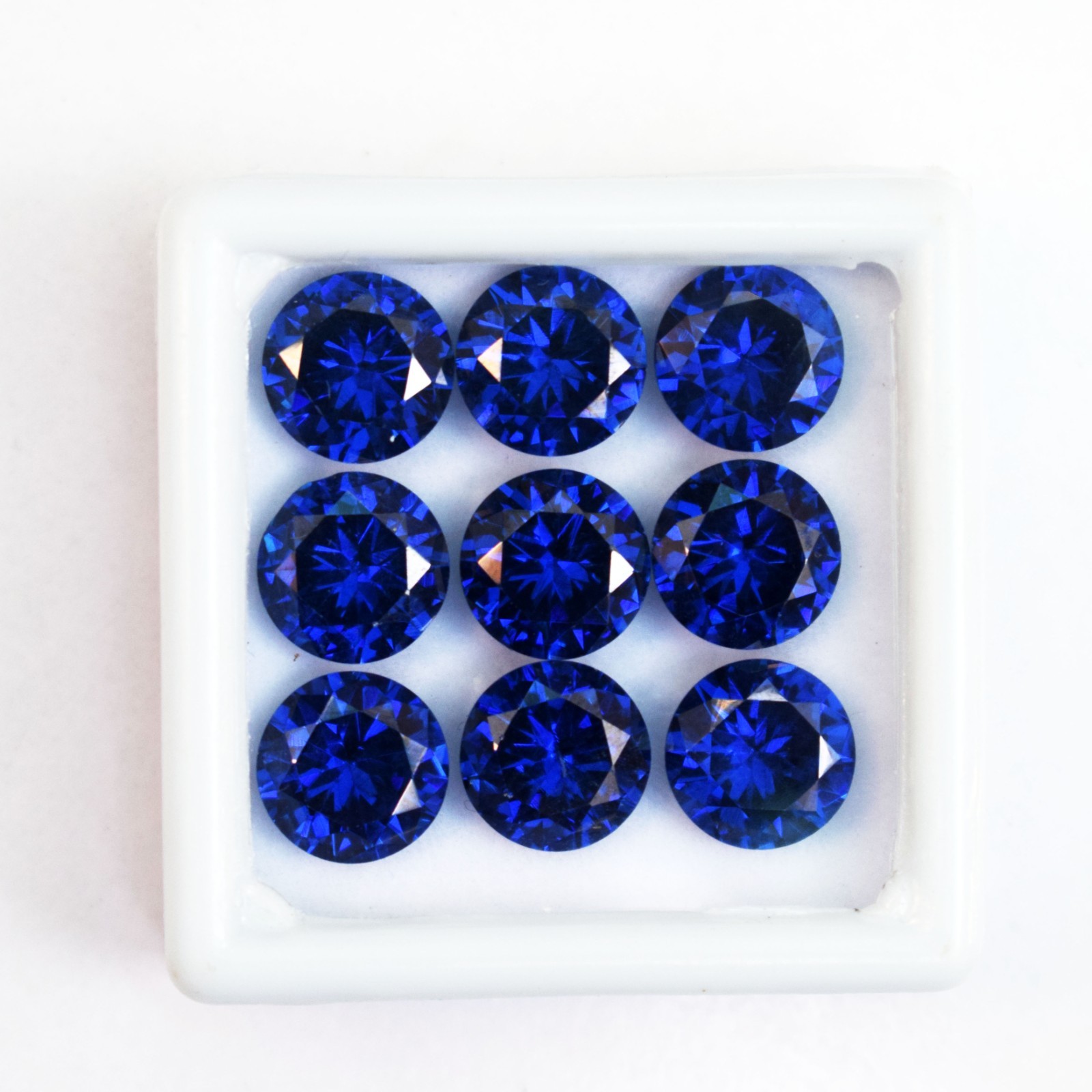 40 CT Flawless Royal Blue Sapphire Round Cut Certified Loose Gemstone 9 Pcs Lot