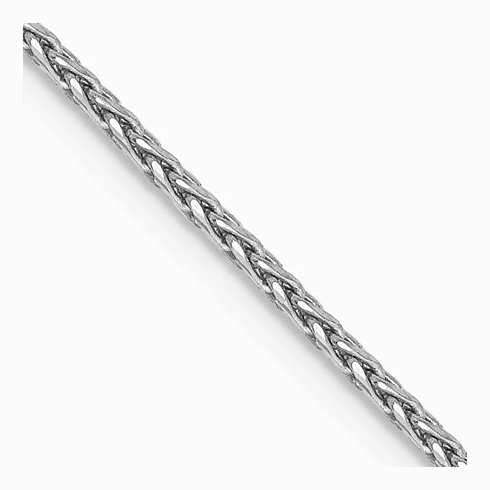 14K White Gold 1.4mm Diamond-Cut Parisian Wheat Chain Necklace 16″-30″