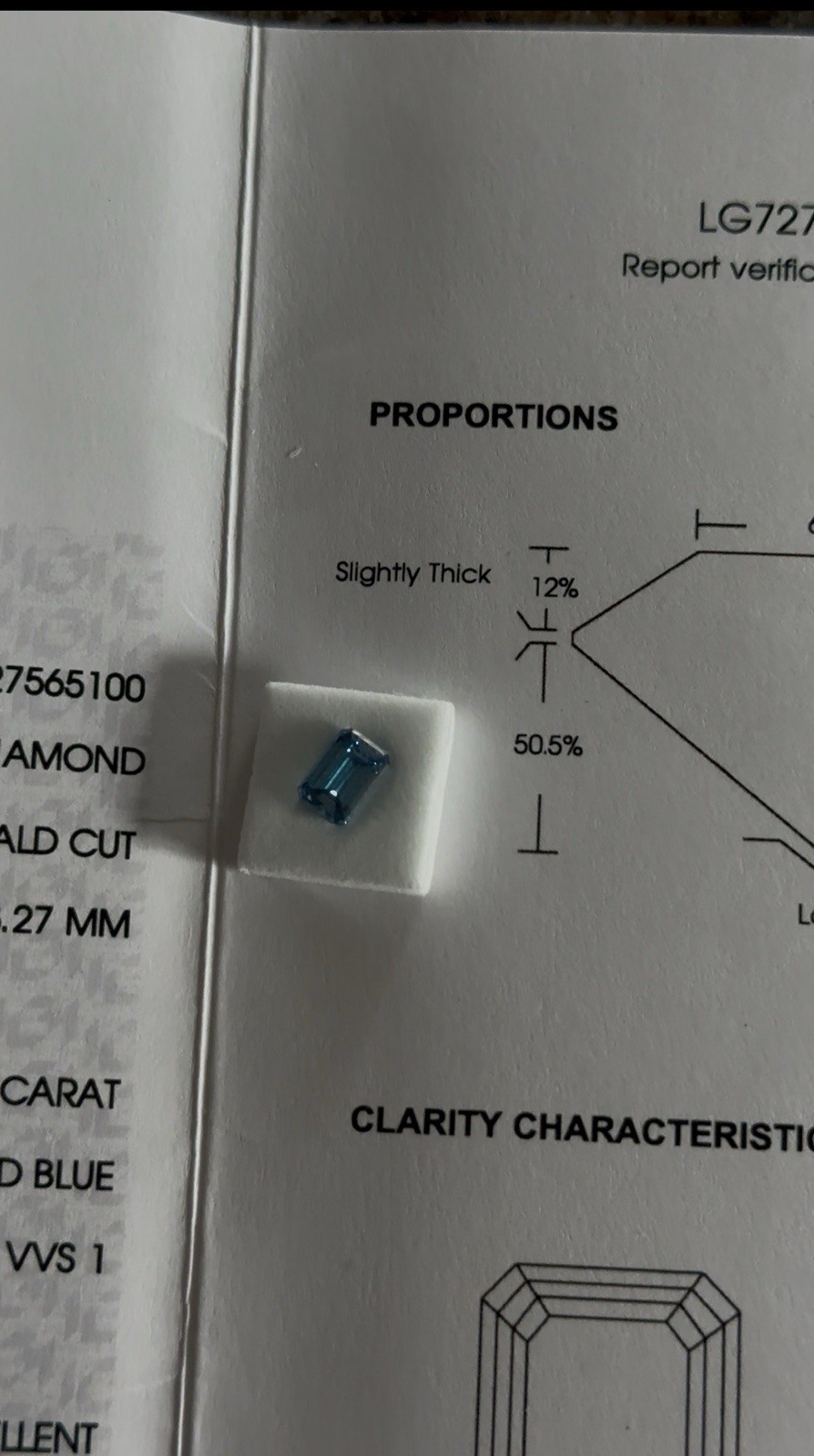 Emerald 1.12 CT Fancy Vivid Blue VVS1 EX EX None Igi Certified