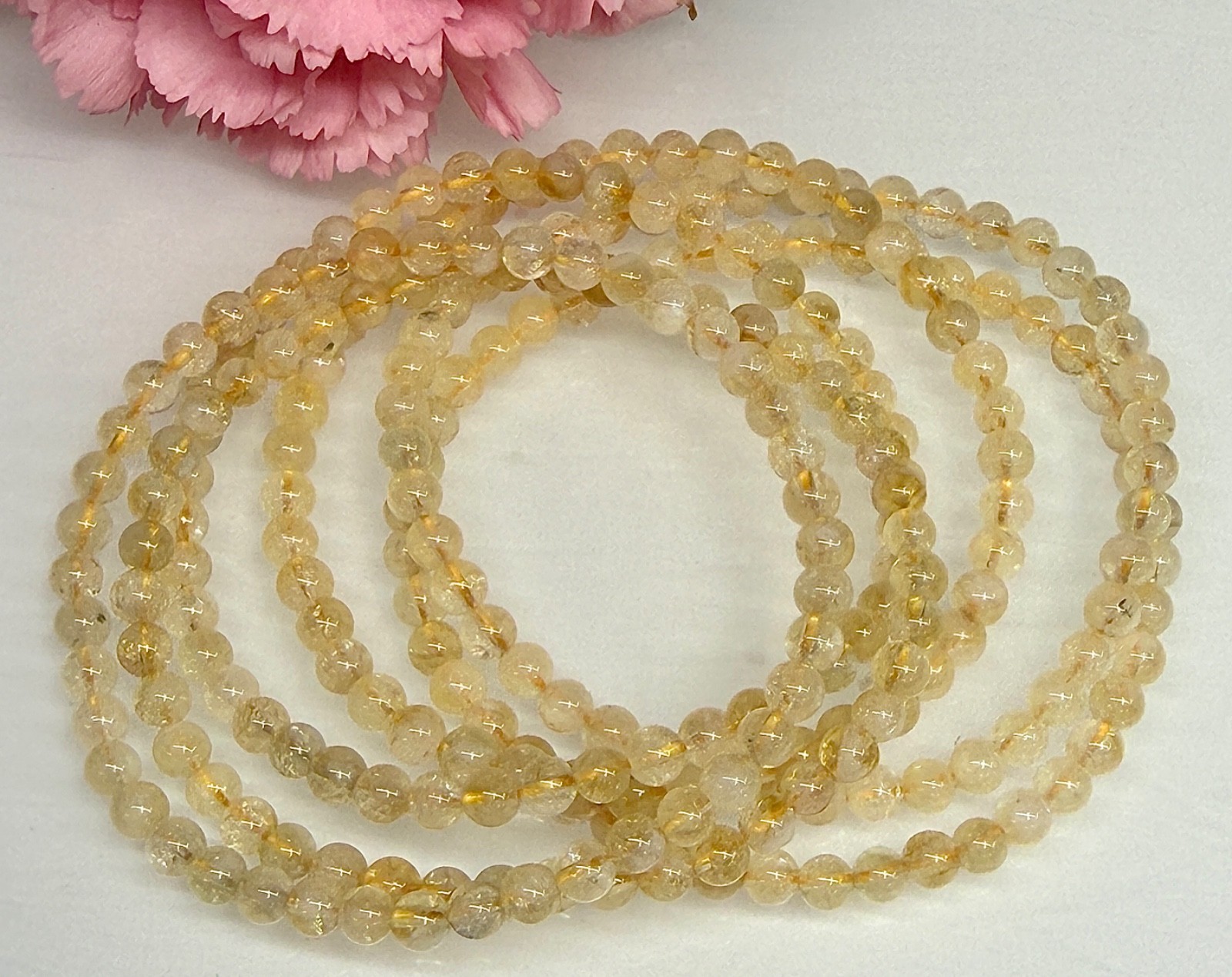 Wholesale Lot 6 Pcs Natural Citrine 4mm 7.5” Crystal Stretch Bracelet