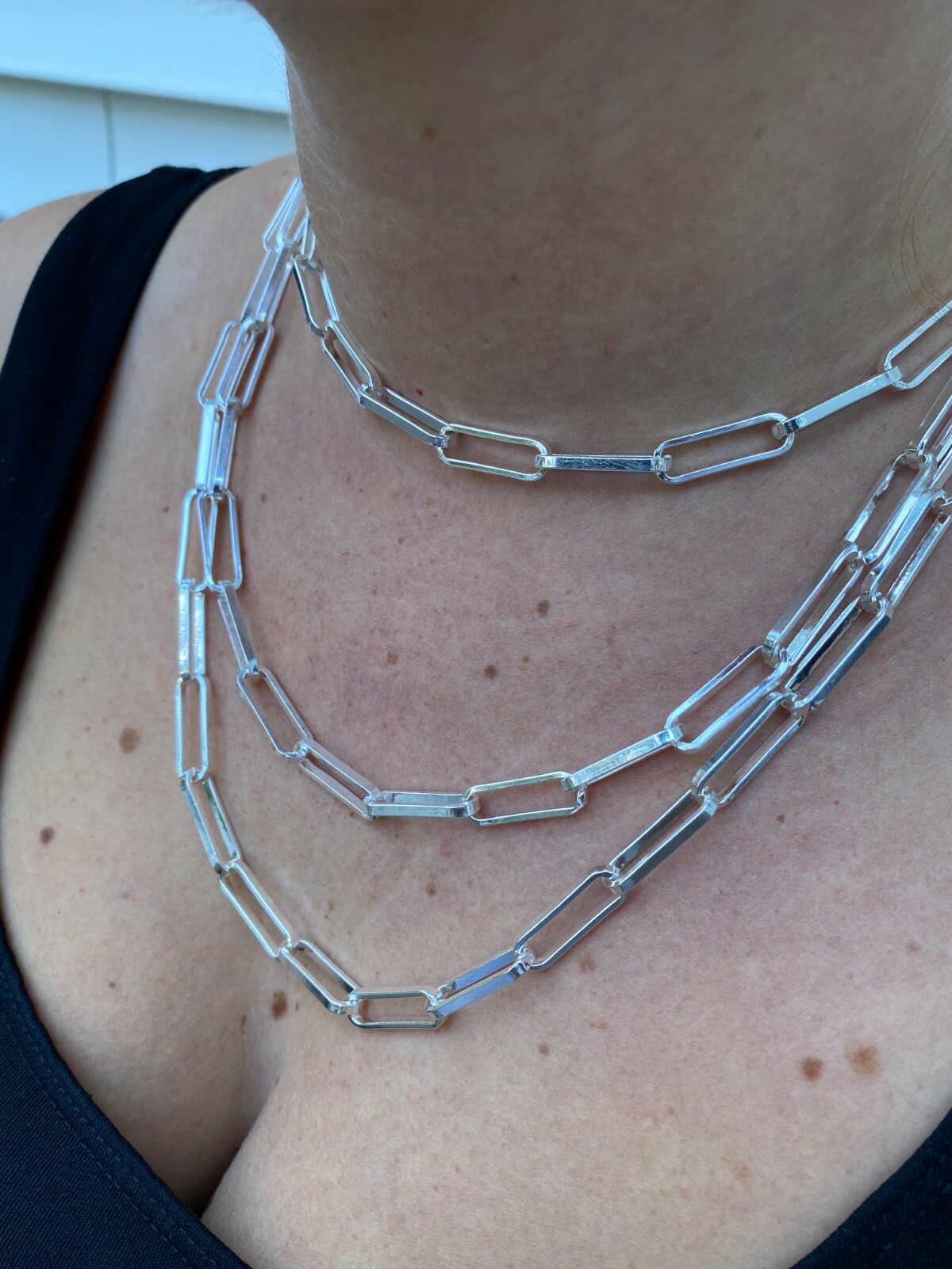 Solid 925 Sterling Silver Paperclip Chain Or Bracelet Large 7mm Necklace Italy