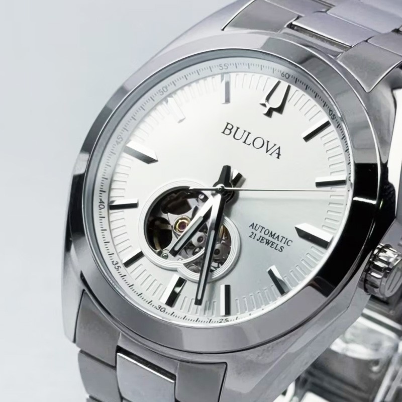 Bulova Surveyor Silver Tone Dial Automatic Men’s Watch 42 mm 96A274