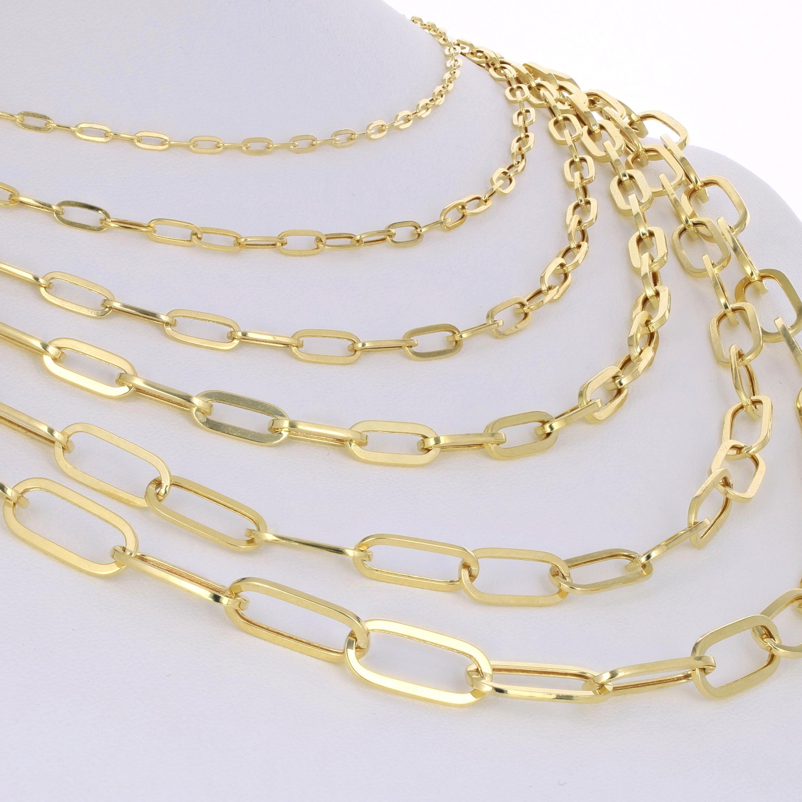 10k Yellow Gold Paperclip 2mm-9mm Chain Cable Rolo Necklace Mens Womens 16″-30″