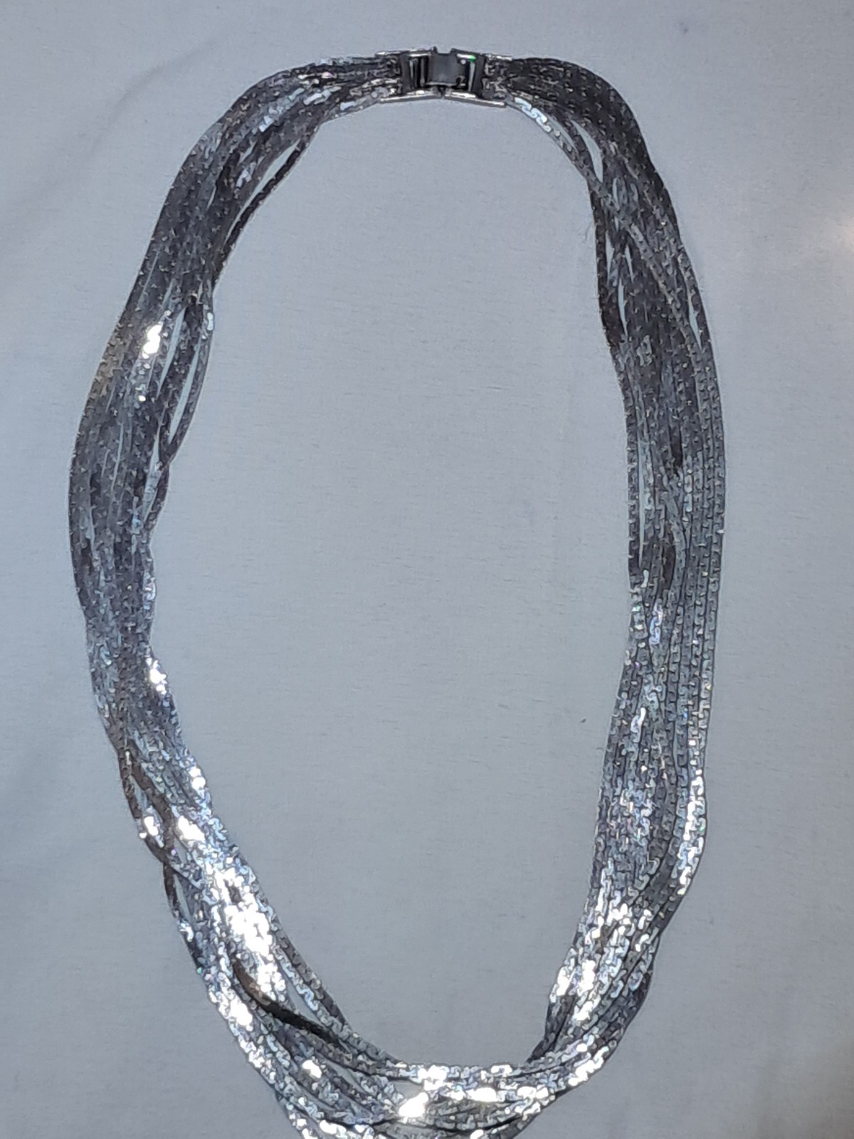 Silky Smooth Silver Tone Necklace 10 Strand Link Chains Expertly Crafted 18″