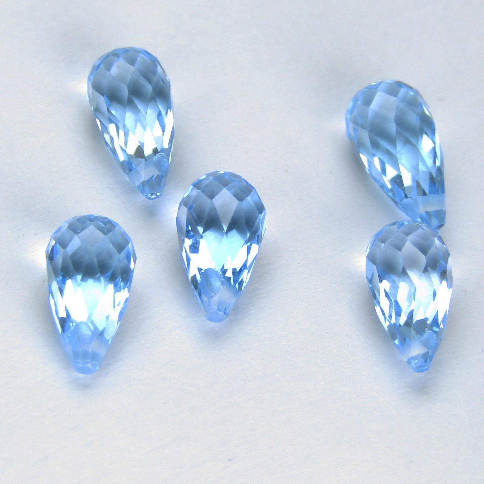 5.35Cts Natural Baby Blue Topaz 5 pieces briolette top side drilled Gemstones
